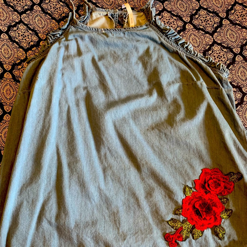 Denim razorback top.